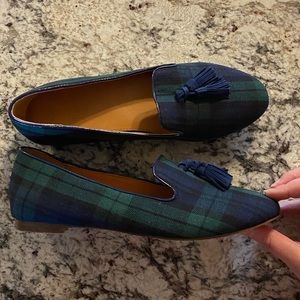 J. Crew Tartan Plaid loafers with tassels